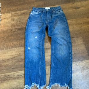 free people / we the free / frayed raw hem straight high rise jeans 24